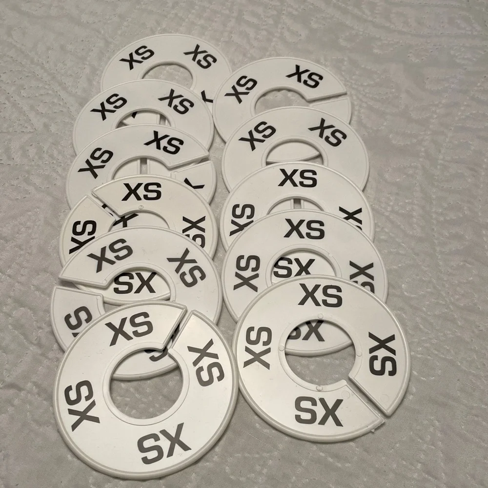 New Lot of 11 White Plastic Clothing Rack Size Dividers Two Sided XS On Each